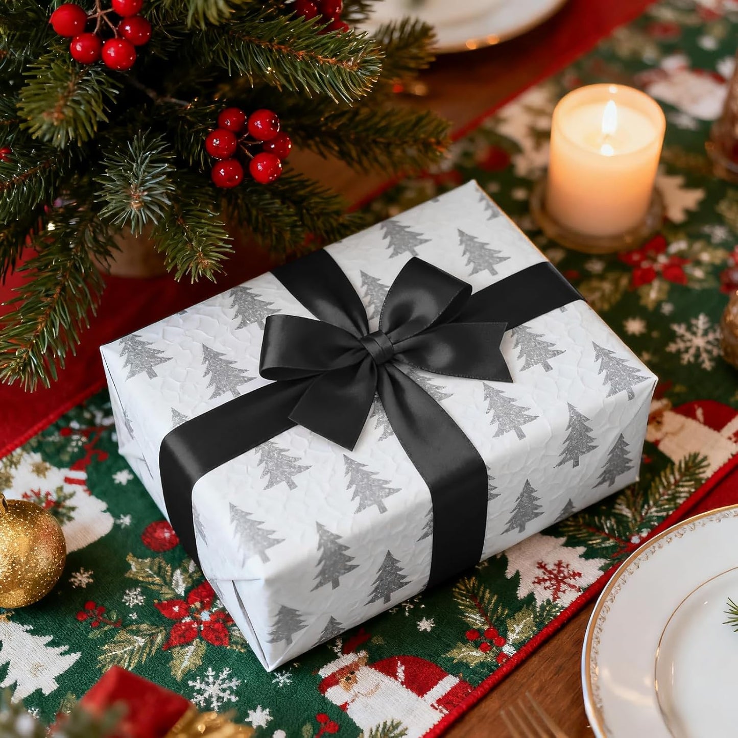 1-1/2 Inch 25 Yards Satin Ribbon Black, Solid Color Fabric Ribbon for Gift Wrapping, Wedding, Polyester Gift Ribbon for Birthday Party Decoration, Craft, Hair, Floral, Sewing