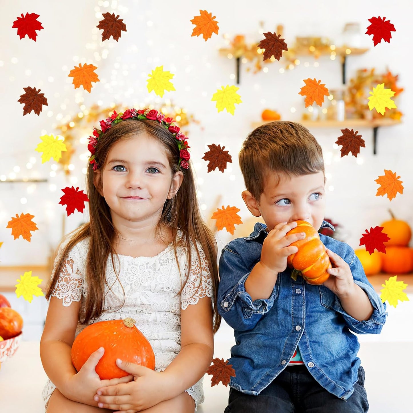 MARFOREVER Fall Felt Maple Leaf Confetti, 500Pcs Thanksgiving Leaves Confetti Decorations Mixed Fall Colors Table Scatter Centerpiece for Fall Art Crafts Supplies Thanksgiving Party Accessories