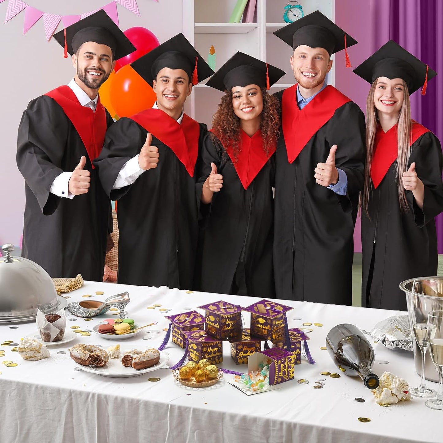 COTOPHER 36 Pack Mini Graduation Cap Gift Boxes, Class of 2025 Graduation Candy Boxes with Tassel, Small Treat Chocolate Box Centerpieces for Tables Party Decorations Graduate Favors Supplies