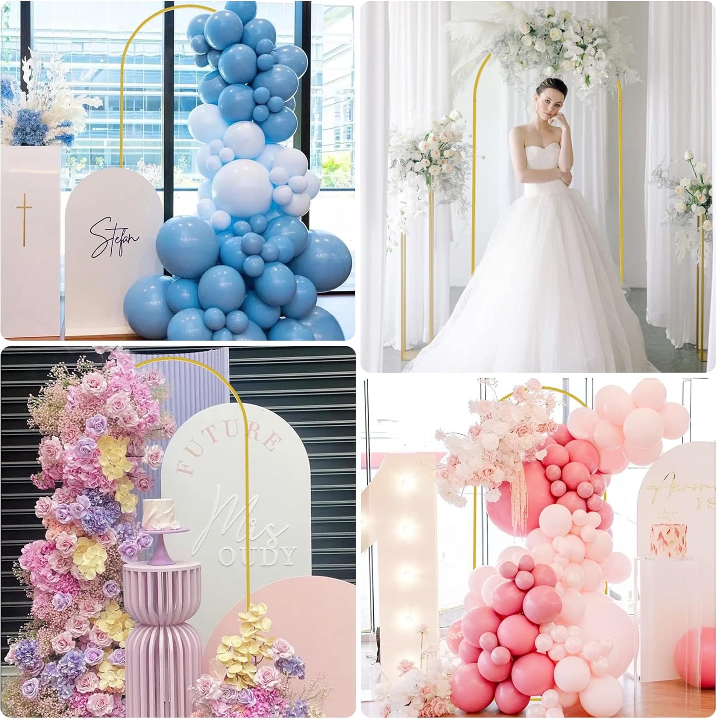 Putros Metal Arch Stand 6FT Gold Wedding Balloon Arched Backdrop Stand Square Arch Frame for Birthday Party Bridal Baby Shower Ceremony Decoration