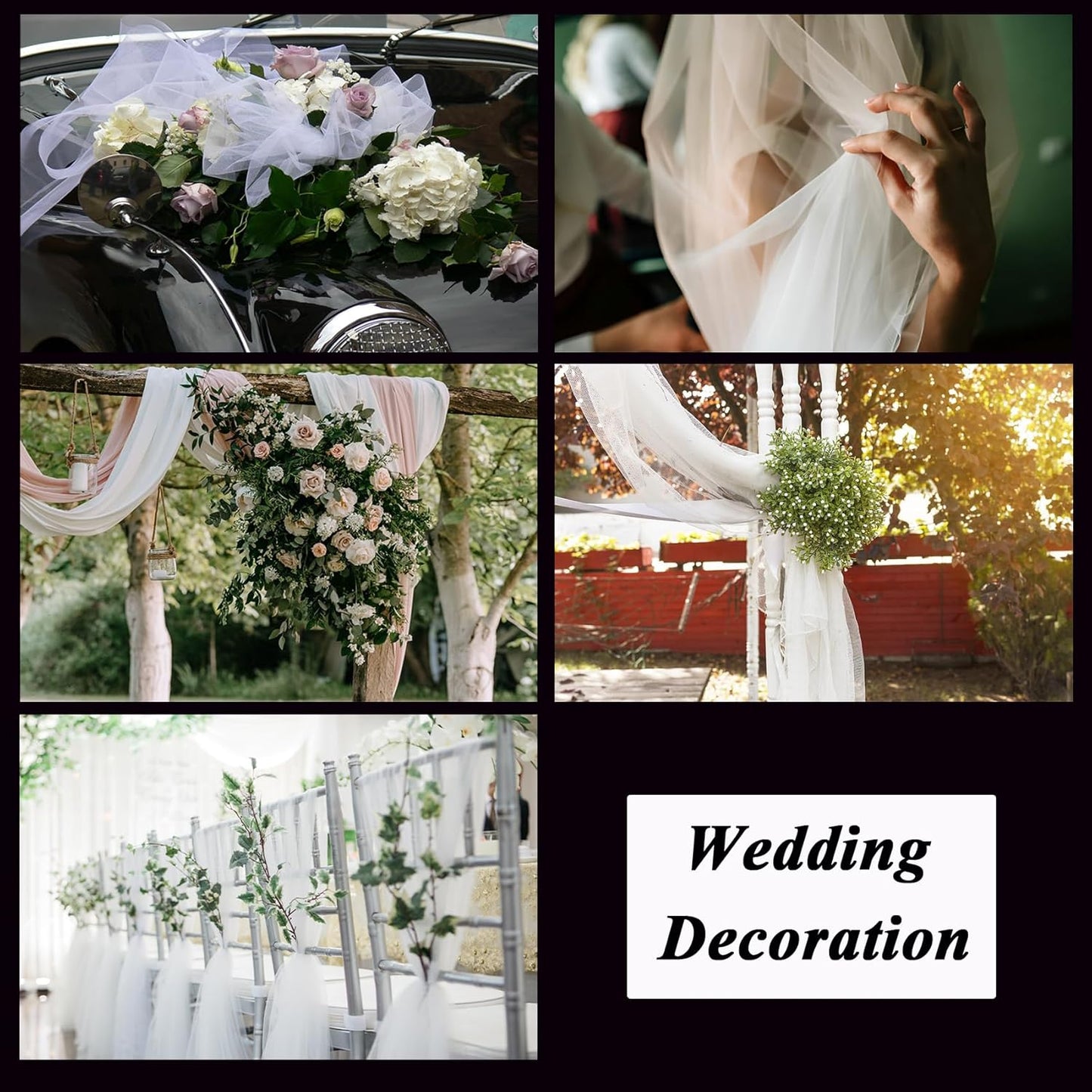 White Tulle Fabric 54 inch x 10 Yards Draping Mesh Tulle Bolt for Wedding, Party Decorations, Garden Netting, Table Runner, Craft Supplies