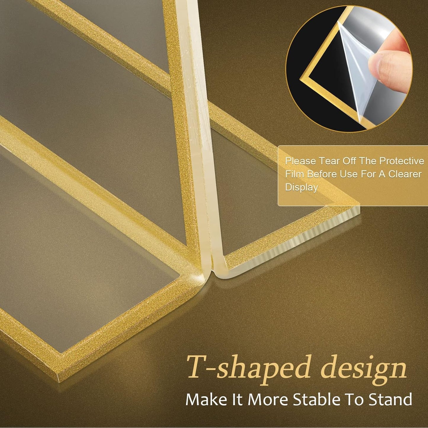 Hoteam 36 Pack Gold Acrylic Sign Holders, Gold Picture Frames Clear Wedding Table Numbers Double Sided Acrylic Holders for Wedding Restaurant Table Number Photos Menu Cards Art (4 x 6 Inch)