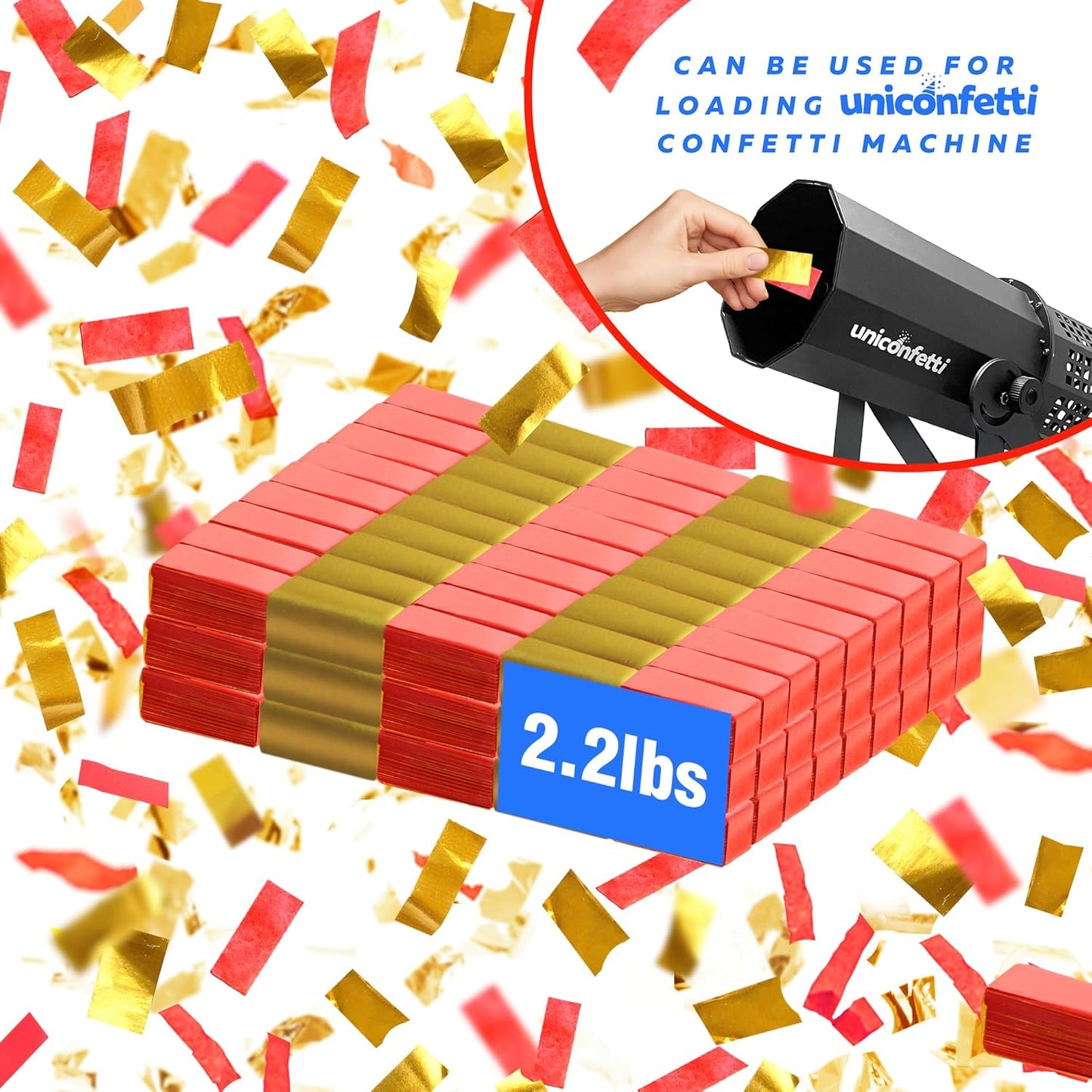 Red & Gold Confetti Paper - BULK 2.2lbs | 1kg, Biodegradable Tissue Paper, Rainbow Light Weight, Non-Staining Paper, for Events, Crafts, Decorations