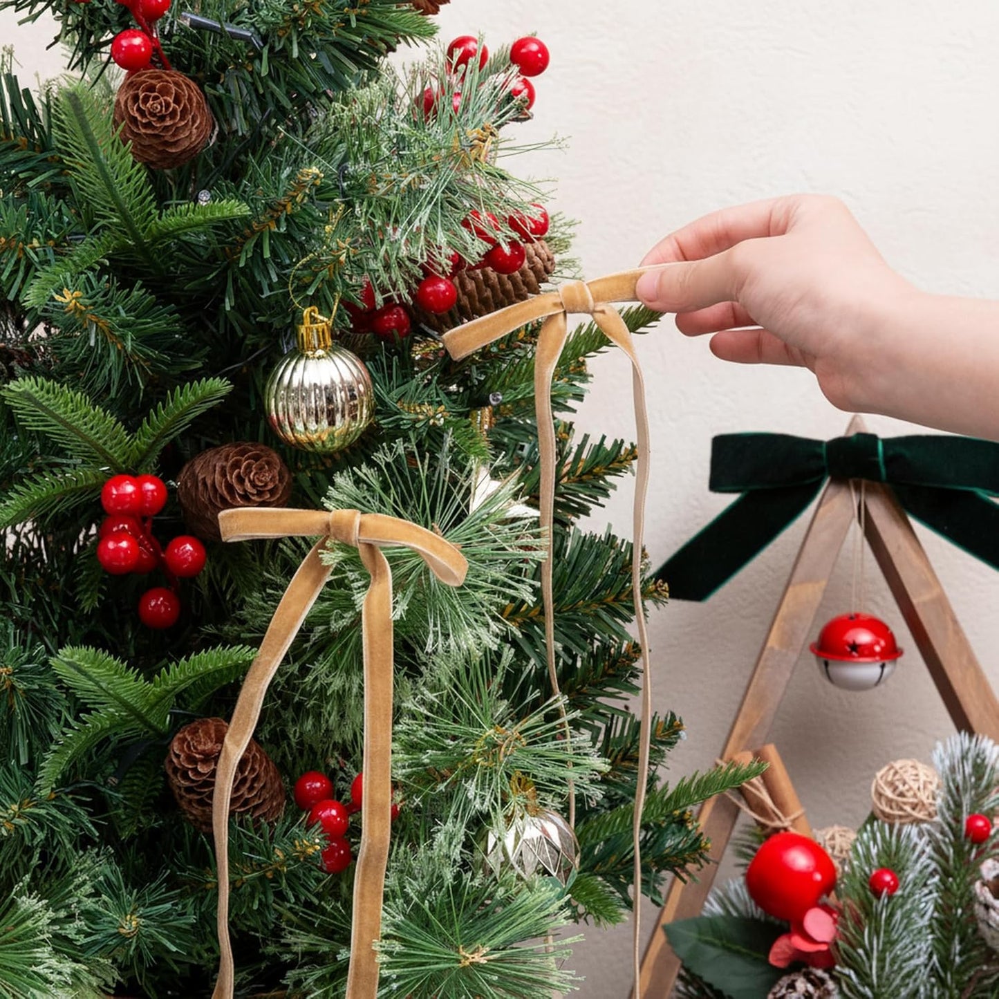 Vintage Khaki Velvet Ribbon, 3/8 Inch X 25Yd