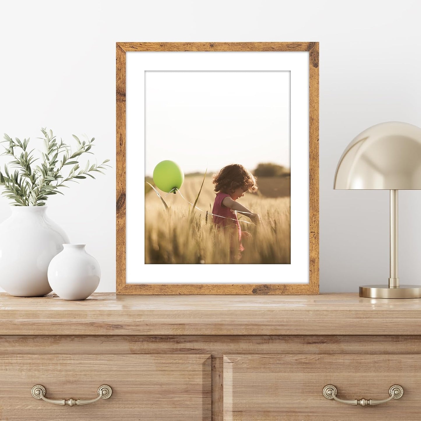 TWING 11x14 Picture Frames Set of 6,Display Photos 8x10 with Mat or 11x14 without Mat,Home Decorative Wall Gallery Picture Photo Frame Wood Brown,Walnut