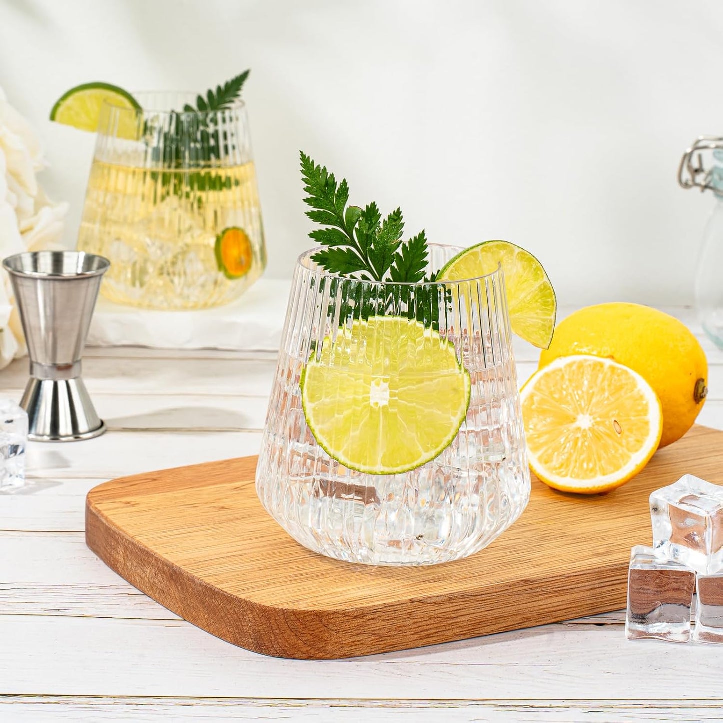 36 Pcs 12 oz Plastic Ribbed Wine Glasses, Reusable Champagne Glasses Elegant Whiskey Glasses Ideal for Weddings, Bars, Christmas, Halloween,Holidays,pool party,Daily Use