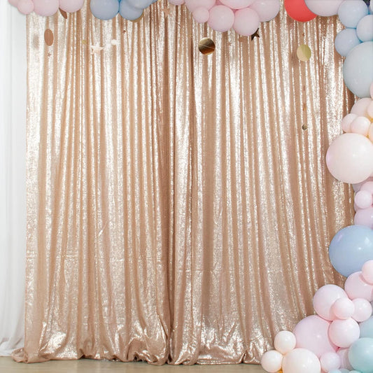 ShiDianYi Champagne Sequin Backdrop 8FTx10FT Photography Backdrops Wedding Curtains Sequined Curtain for Party Shimmer Background Baby Shower/Birthday