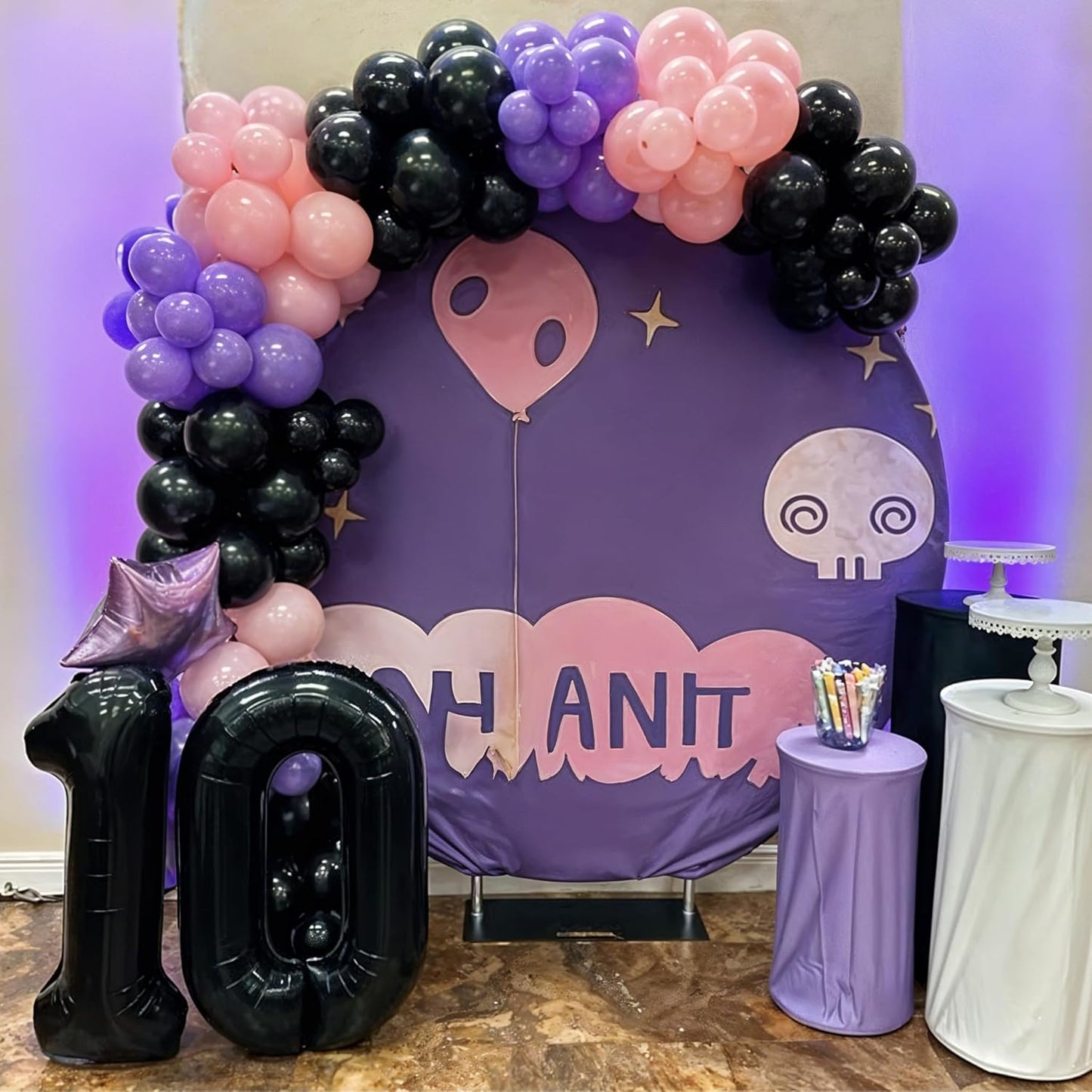 Halloween Balloons, 60pcs 12 Inch Black Pink Purple Latex Balloons for Girls Women Halloween Wedding Bride Baby Shower Engagement Bachelorette Spooky Witch Themed Birthday Party Decorations Supplie