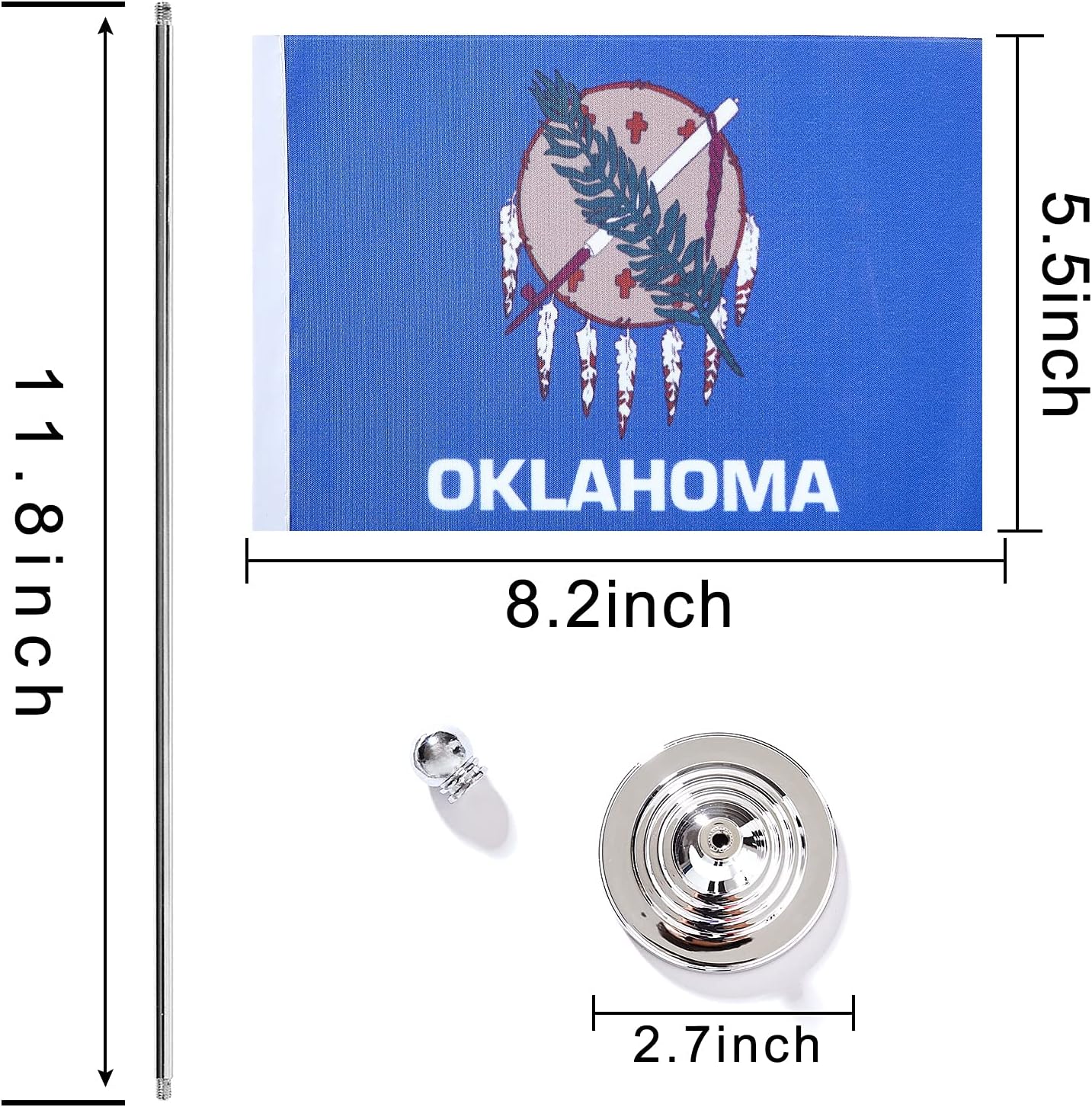 ZXvZYT 2 Pack American US Oklahoma flag USA Oklahoma OK State table flag,Small Mini United States Desk Flags With Stand Base,for U.S. States Party Events Celebration Decorations Supplies