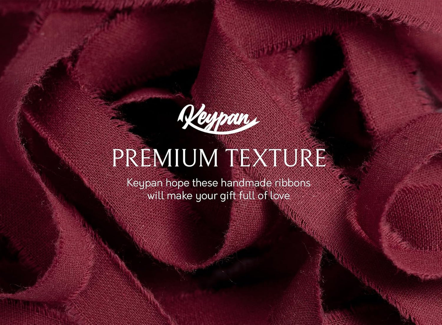 Burgundy Ribbon 5/8" x 21 Yards with Frayed Fringe Fabric Cotton Ribbons for Gift Wrapping Wedding Invitations Flower Bouquet Baby Shower