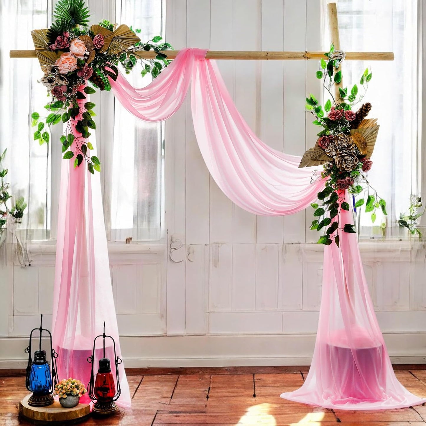 MDS Halloween Chiffon Draping Fabric - 1 Panel, 30" Wide x 75ft Long - Sheer Spooky Arbor & Canopy Drapery for Haunted House Backdrops, Party Ceilings, DIY Costumes & Themed Events - Coral