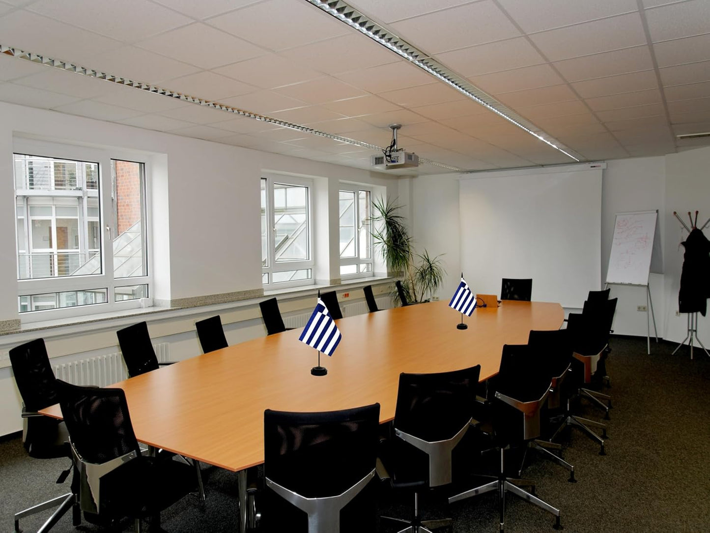 2 Pack Greece Desk Flag, Greek Table Office Flag with Solid Pole and Stand Base, International Country Flag, Festival Celebration, Classroom Meeting Desktop Decoration (Greece)