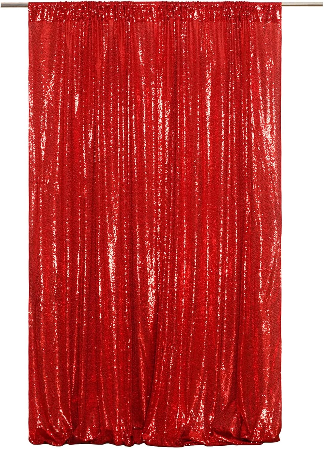 Poise3EHome 4x8ft Red Sequin Backdrop, Upgrade Shimmer Backdrop for Wedding Decor, Party Photo Booths, and Event Decorations