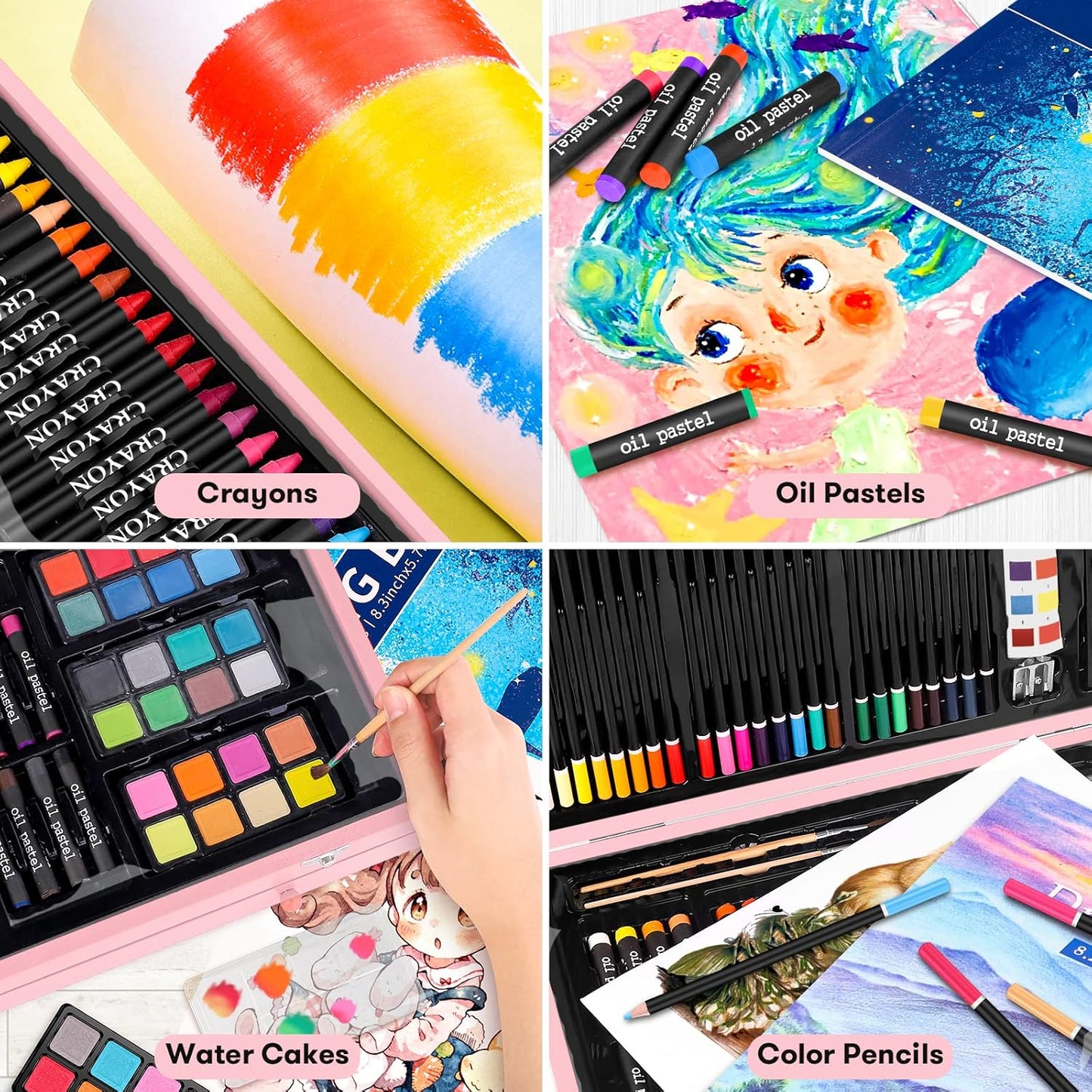 Christmas| Birthday Gifts for Kids Teen Girls Trendy Stuff 6-16 Year Old, 150-Pack Art Set Kits with 2 Sketch Pads, Coloring Book, Stocking Stuffers for Teens Girls, Cute Cool Fun Crafts Gifts