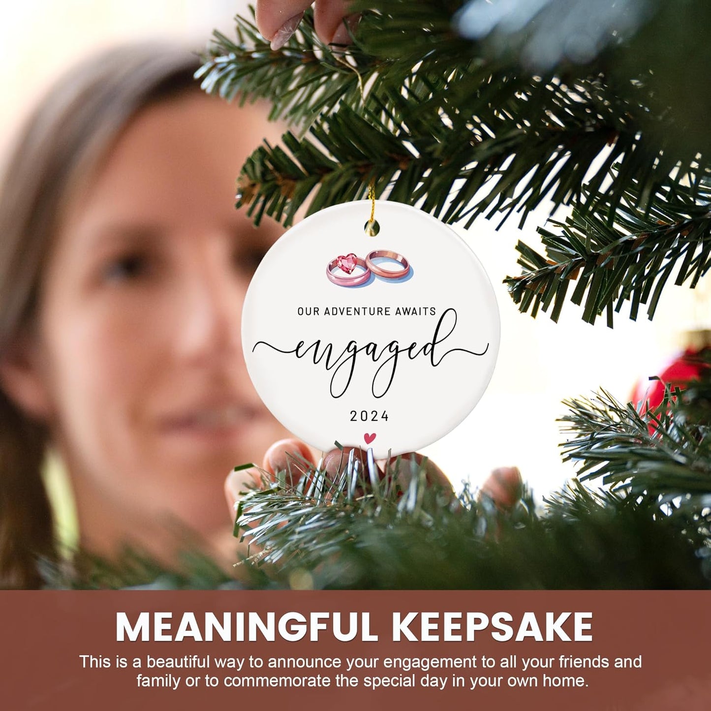 Engagement Christmas Ornament for Newly Engaged - Just Engaged Gift for Bride to Be by [Brand]