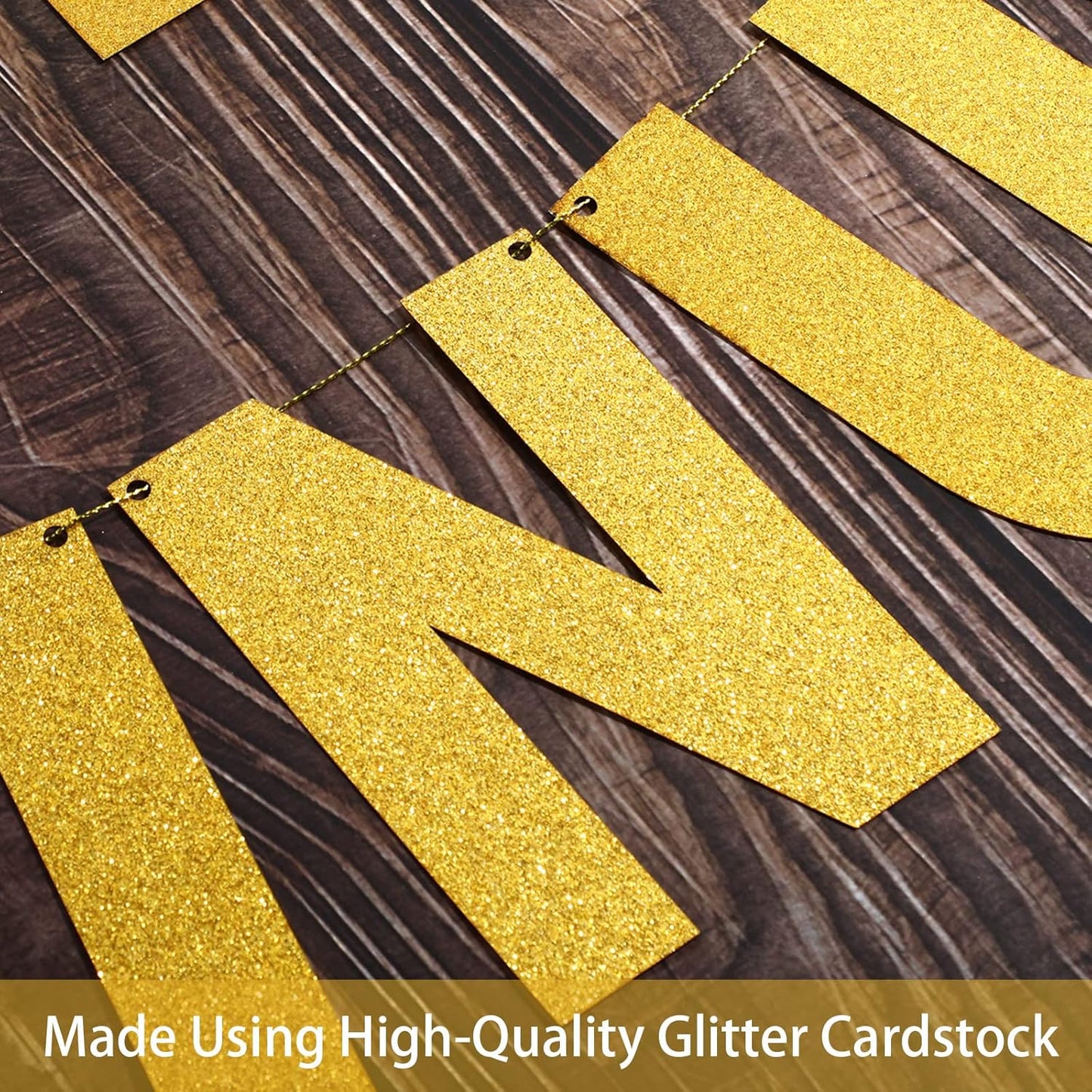 TaoBary 112 Pcs DIY Letter Kit Glitter Customizable Banner Letters Include 107 Letters and Numbers 3 Rope and 2 Needles for Birthday Halloween Christmas Wedding Valentine Party Decor(Gold)