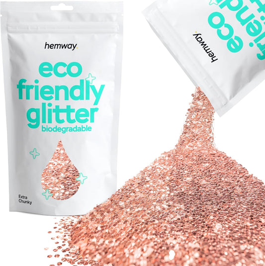 Hemway Eco Friendly Biodegradable Glitter 100g / 3.5oz Bio Cosmetic Safe Sparkle Vegan for Face, Eyeshadow, Body, Hair, Nail and Festival Makeup, Craft - 1/24" 0.04" 1mm - Rose Gold