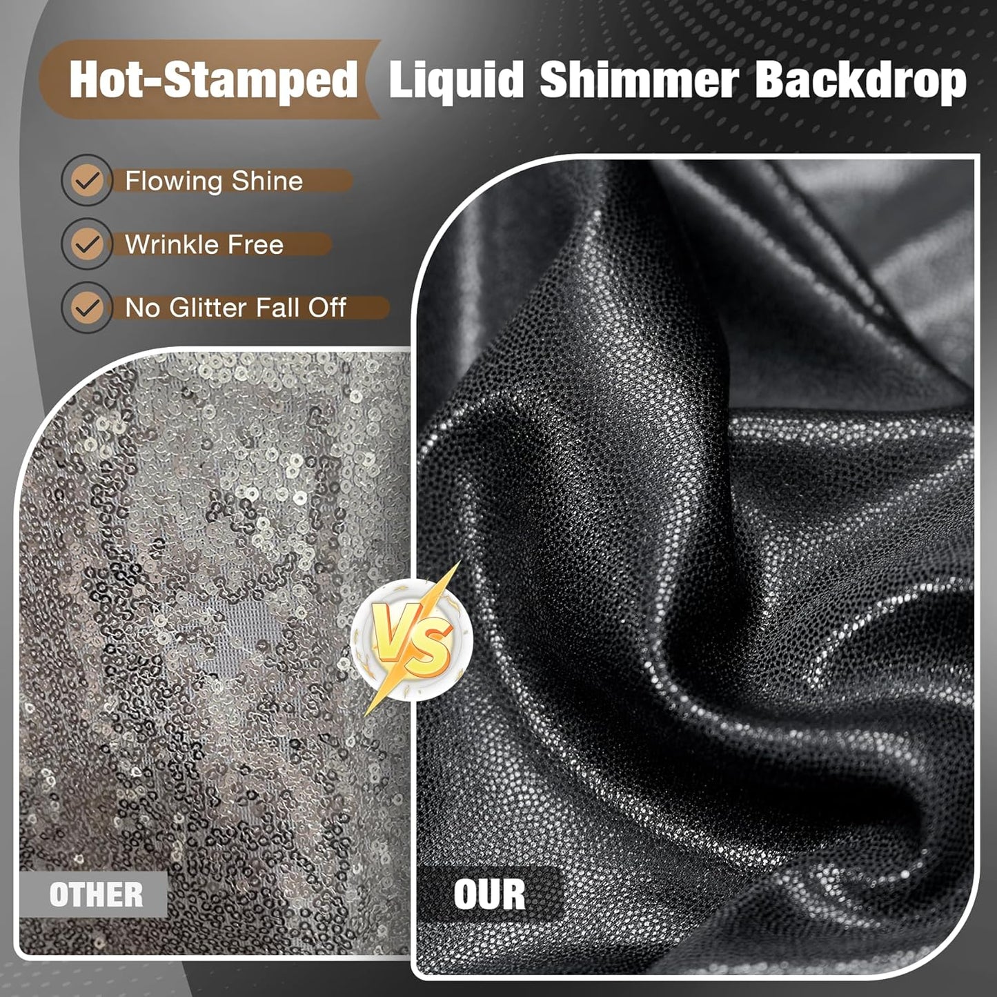 10x10FT Black Sequin Backdrop - 2 Panels 5x10FT Wrinkle-Free Glitter Drapes for Weddings, Parties & Events