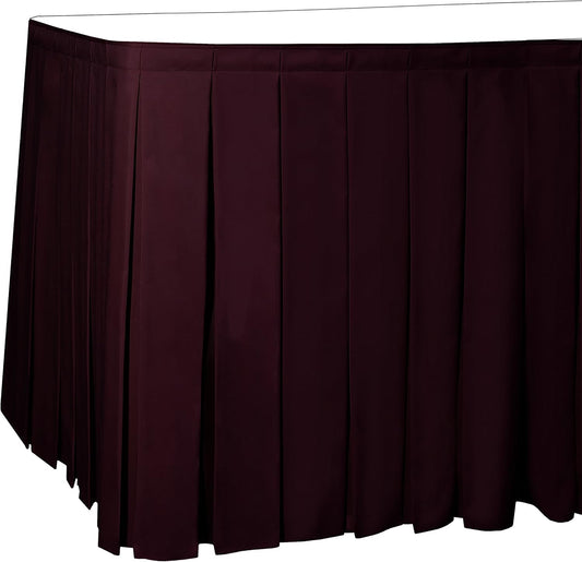 Ultimate Textile Pleat Polyester Fabric Table Skirt - Machine Washable Flame Resistant with Clips for Events, Weddings & Trade Shows, Cut & Sewn in Paterson, NJ - Burgundy, 7' Box Pleat