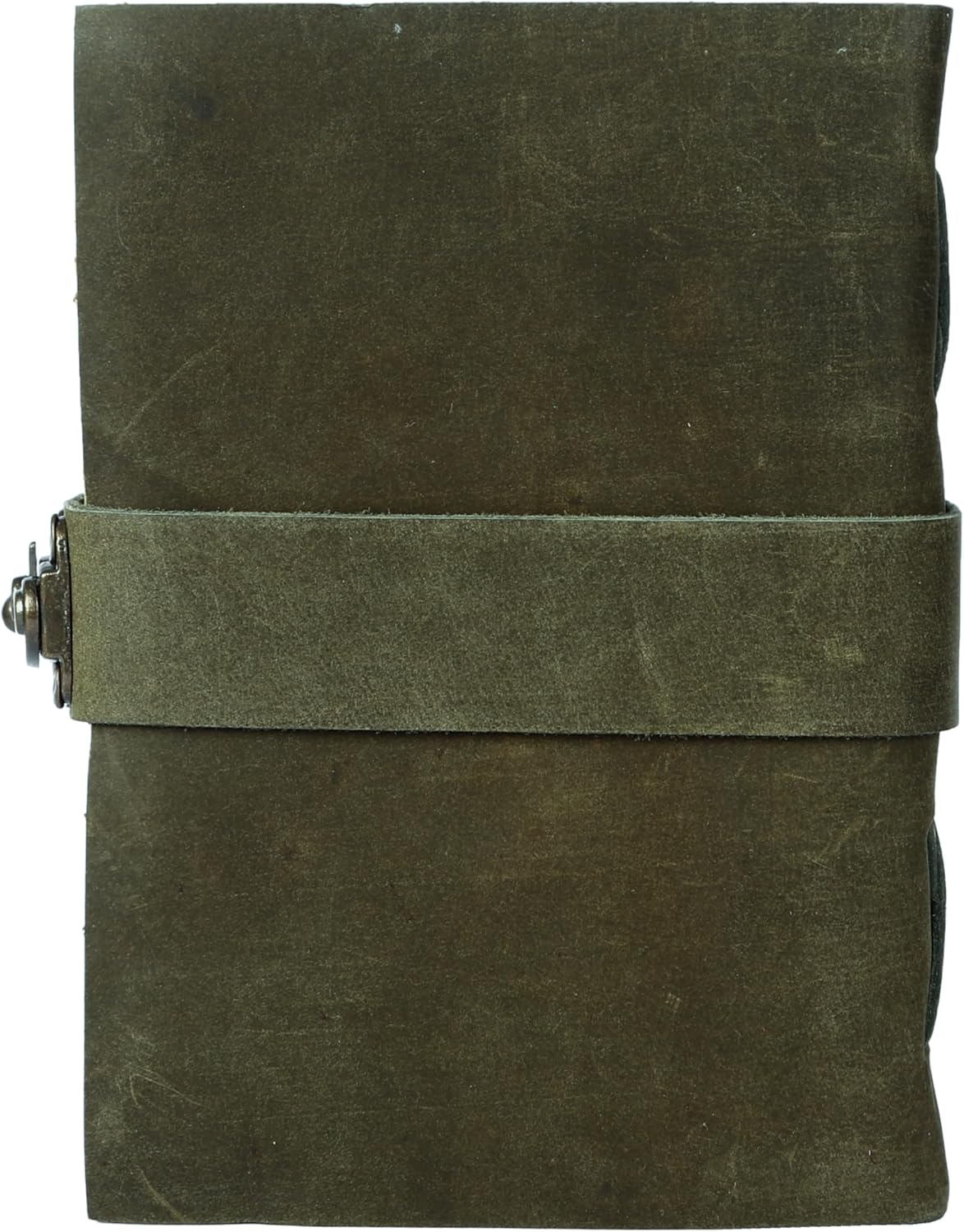 Vintage Leather Journal Handmade Buffalo Non-Refillable Deckle Edge Paper – Leather Bound Journal for Women, Men, C-Lock Closure Ideal for Writing & Travel for Artists (Dark Green)