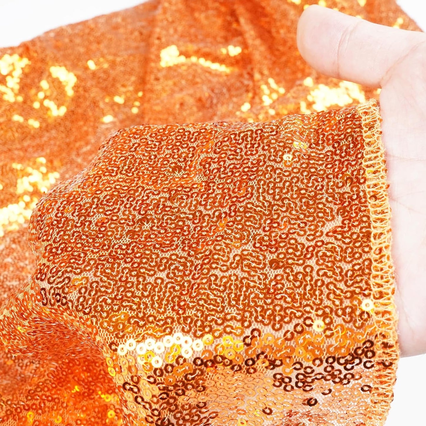 Poise3EHome Orange Sequin Backdrop, 10Ft x 10Ft Glitter Photography Background Curtains for Halloween Party Wedding Birthday Christmas Thanksgiving Decoration