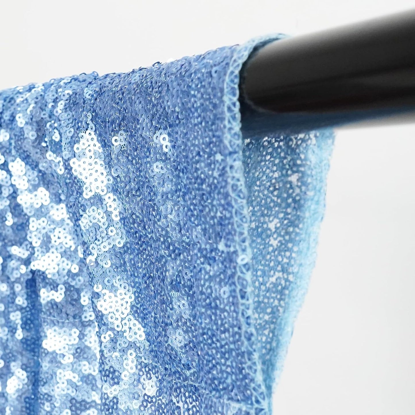 Eternal Beauty Baby Blue Sequin Backdrop Curtains, Shimmer Back Drop 2Panels-2FTx8FT for Christmas, Party, Birthday, Photography, Wedding, Baby Shower Event Decoration