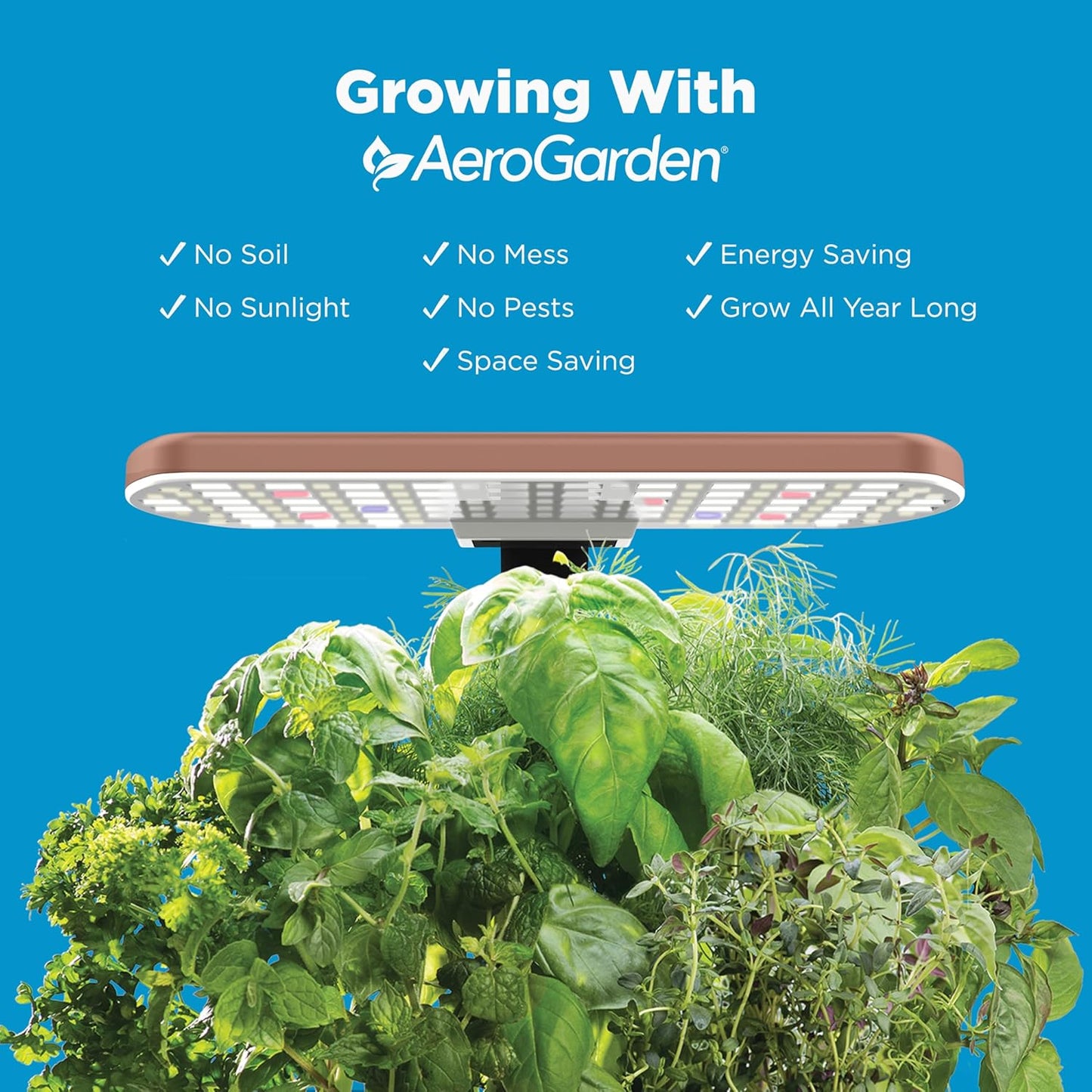 AeroGarden Harvest Lite, Indoor Garden Hydroponic System with LED Grow Light, Holds up to 6 AeroGarden Pods, Mocha
