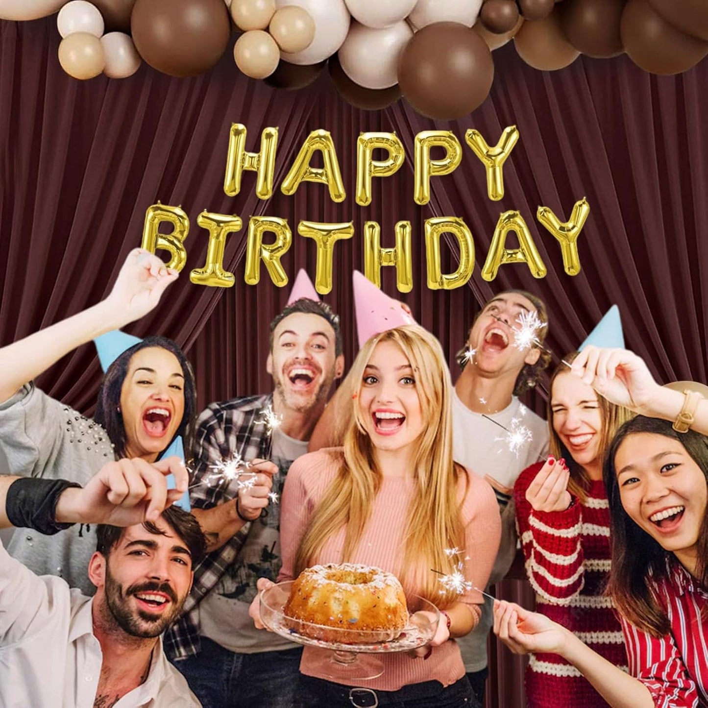 10 x 7 Feet Red Brown Backdrop Curtain for Partie, Background Curtains for Photoshoot, Birthday, Wedding, Halloween, Thanksgiving, Christmas, New Year Party Decorations 5Ft x 7Ft, 2 Panels