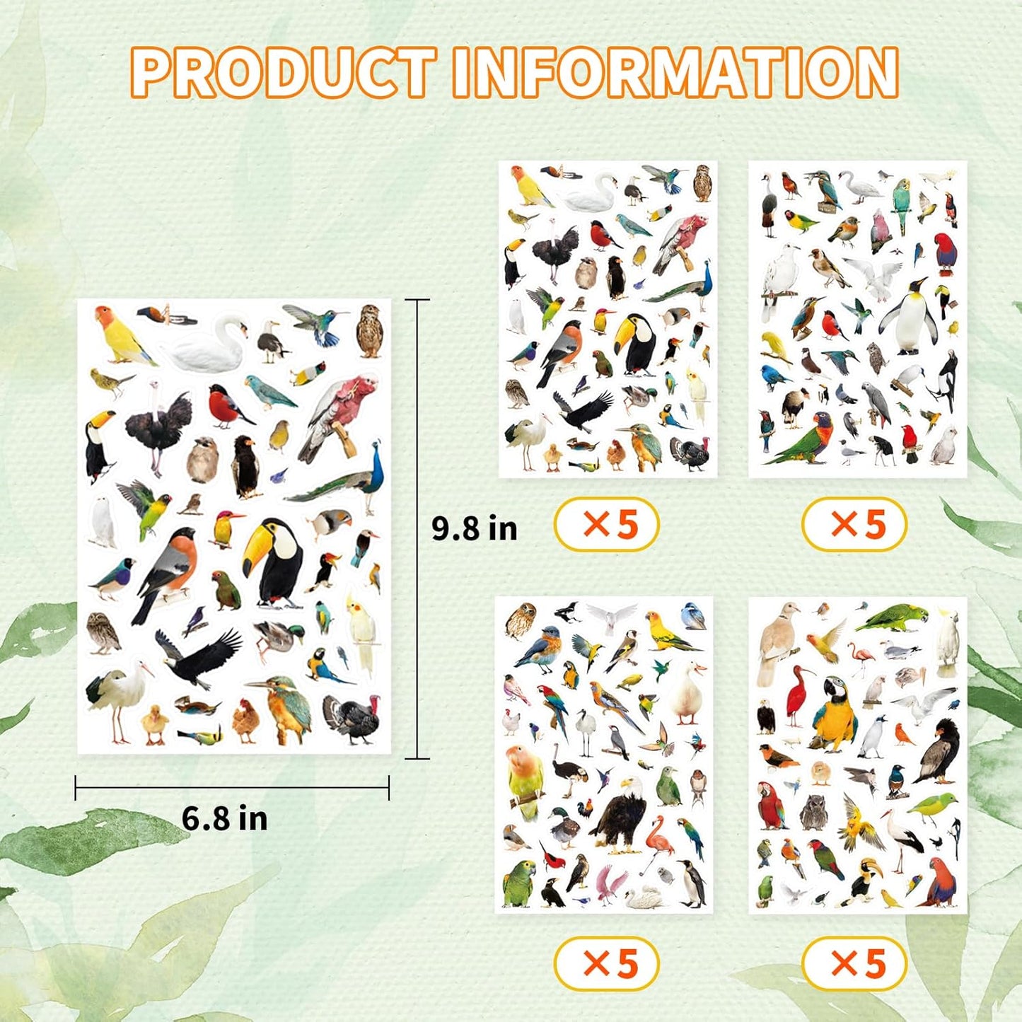 Bird Stickers 850 Count Tropical Bird Parrot Flamingo Peacock Hummingbirds Stickers Animal Party Favors Gifts Sticky Decor for Scrapbook Calendar Planner Gift Wrap Decor