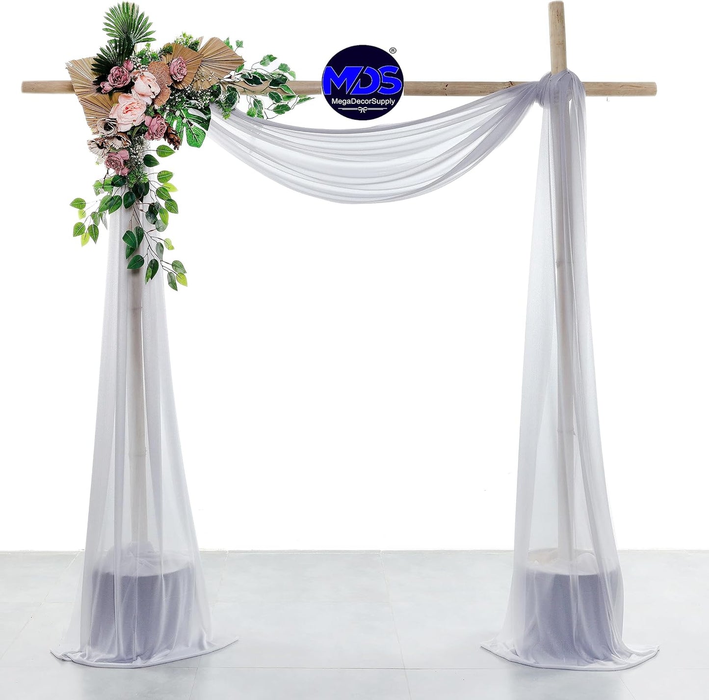 MDS Halloween Chiffon Draping Fabric - 1 Panel, 30" Wide x 75ft Long - Sheer Spooky Arbor & Canopy Drapery for Haunted House Backdrops, Party Ceilings, DIY Costumes & Themed Events - Cool Gray