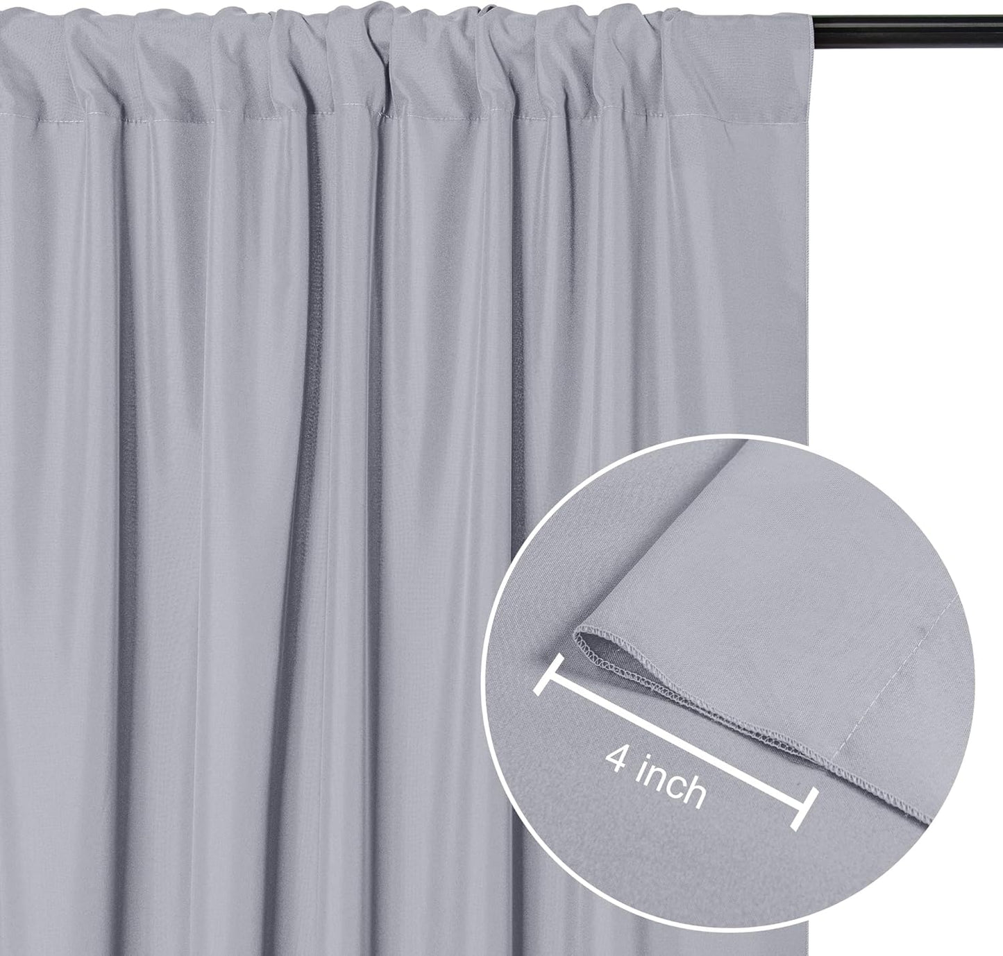 DWCN 10x7 FT Silver Gray Backdrop Curtains for Parties, Photography Backdrop Drapes with Rod Pockets for Wedding Decorations Stage Birthday Family Gatherings, 2 Panels 5ft x 7ft