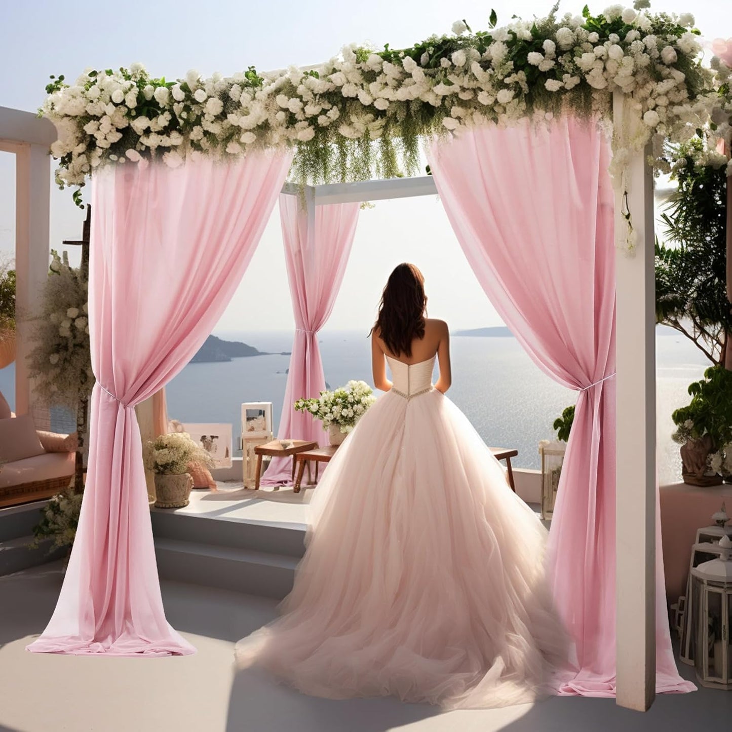 Wedding Arch Draping Fabric, 2 Panels 30" x 20Ft Dusty Rose Sheer Curtain Drapes Extra Wide & Long Backdrop Curtains for Bridal Shower Backdrop Outdoor Party Arches Church Ceremony Decoration