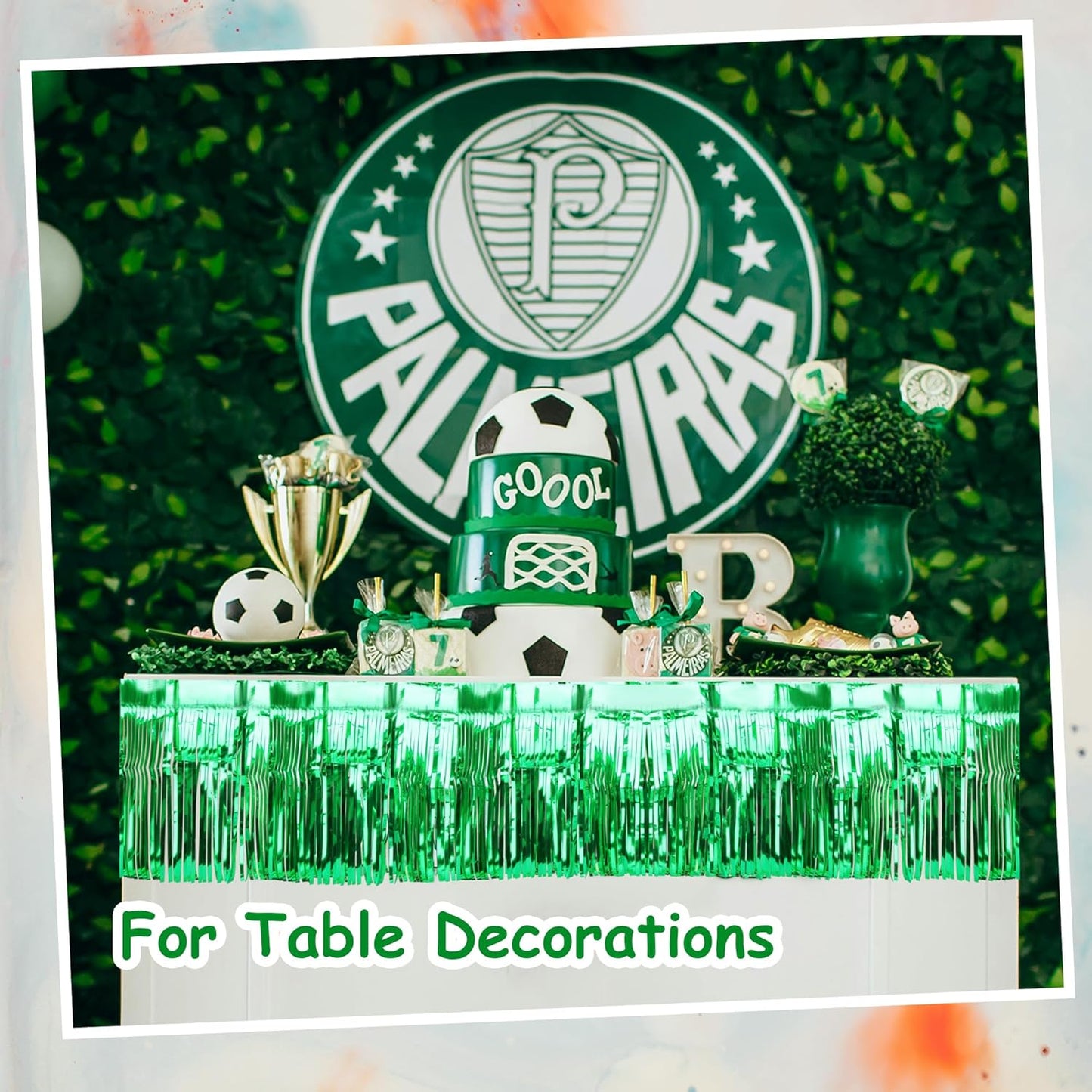 4 Pack Float Fringe Curtains, Metallic Foil Fringe Garland Shiny Tassel Foil Float Parade Float Decorations for Trailer Car Graduation Homecoming Outdoor Indoor St Patrick's Party (Green)
