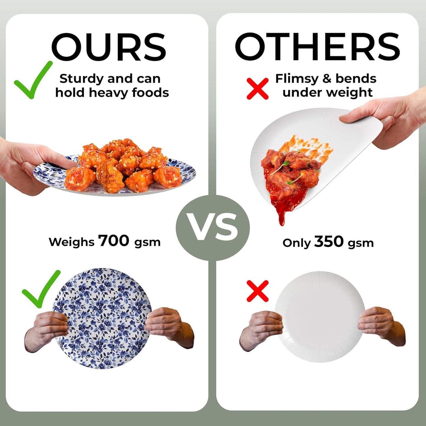 Trendables Heavy Duty Paper Plates Set For 16 Guests - 16 Each Of 8-inch And 10-inch Disposable Plates For Party - Fancy 32 Piece Dinnerware Set For All Occasions | Floral Design, Bluebelle