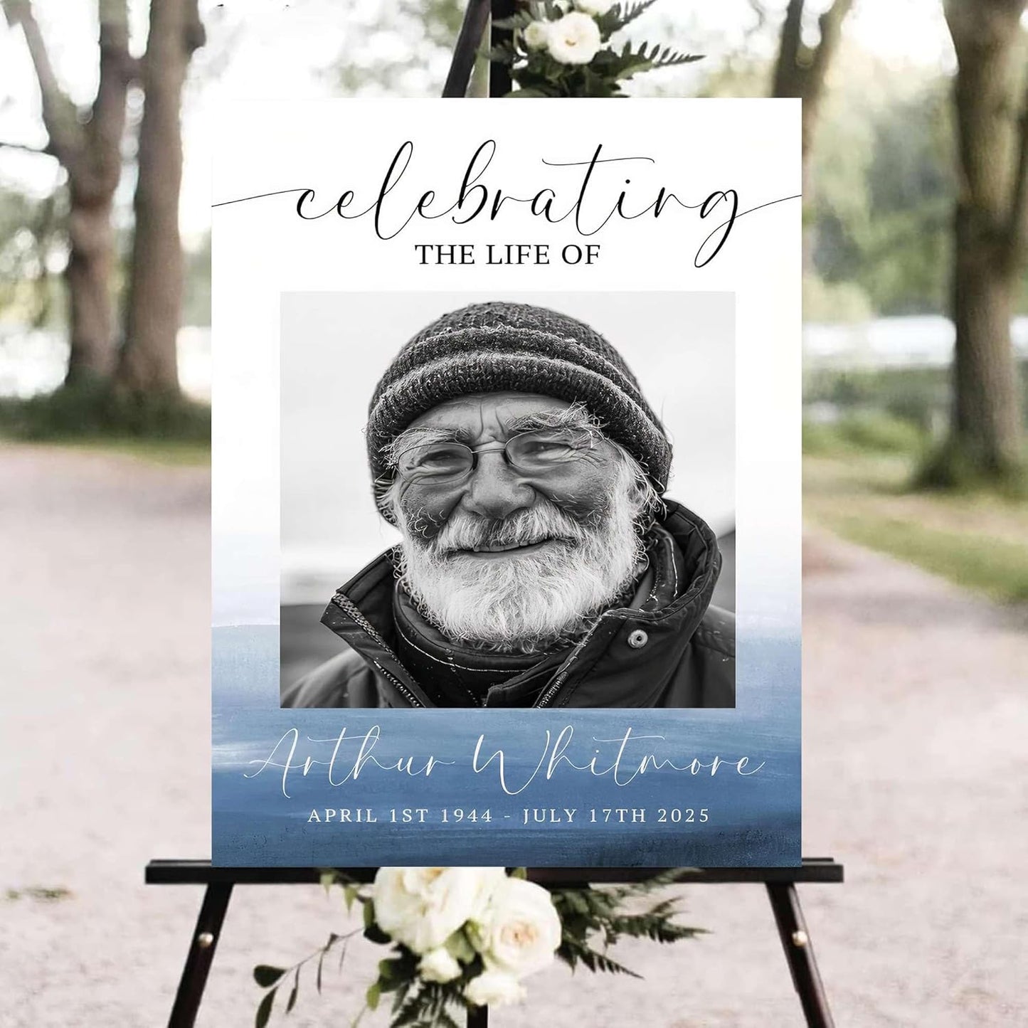 Personalized Funeral Welcome Signs, Celebration Of Life Yard Sign, Celebration Of Life Decoration, Custom Memorial Signs, Minimalist Celebrate of Lifes Sign With Photo, Memory Signage For Funerals #17