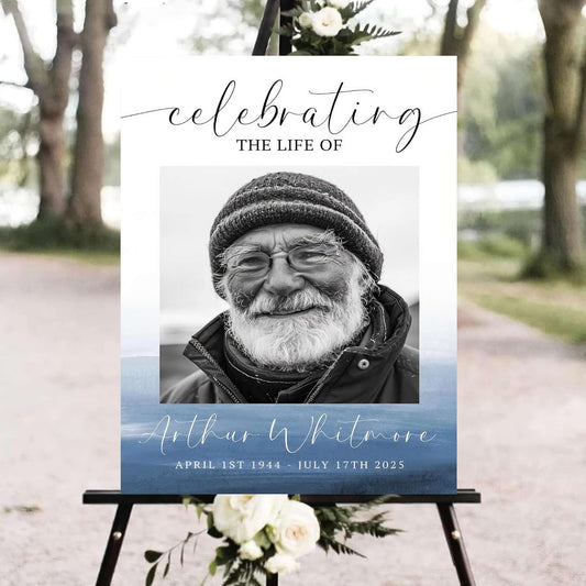 Personalized Funeral Welcome Signs, Celebration Of Life Yard Sign, Celebration Of Life Decoration, Custom Memorial Signs, Minimalist Celebrate of Lifes Sign With Photo, Memory Signage For Funerals #17