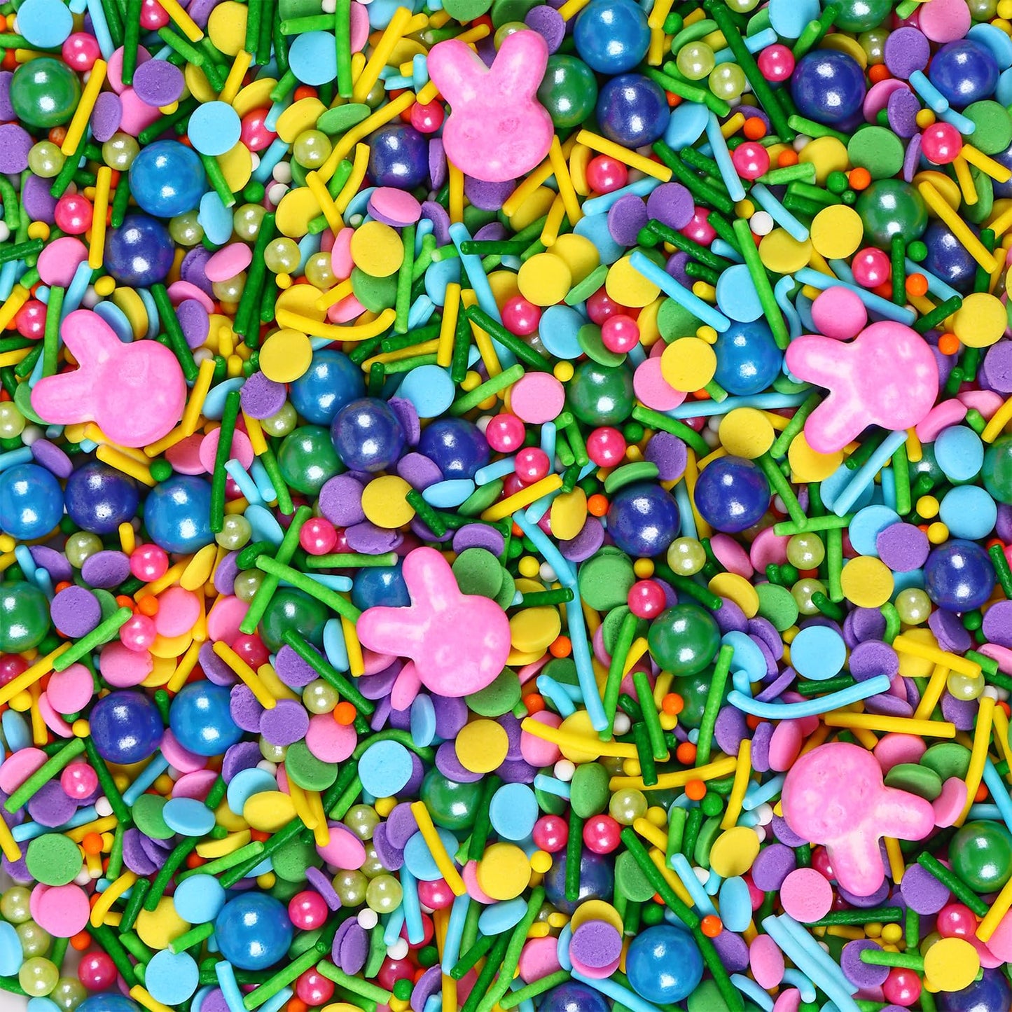 Edible Easter Sprinkles for Cake Decorating, Edible Pink Bunny, Round Sprinkles, Pearl, and Jimmy Spring for Easter Carrot Cupcakes, Cake, Chocolate, Macaron, Cookies(120g/4.23oz)