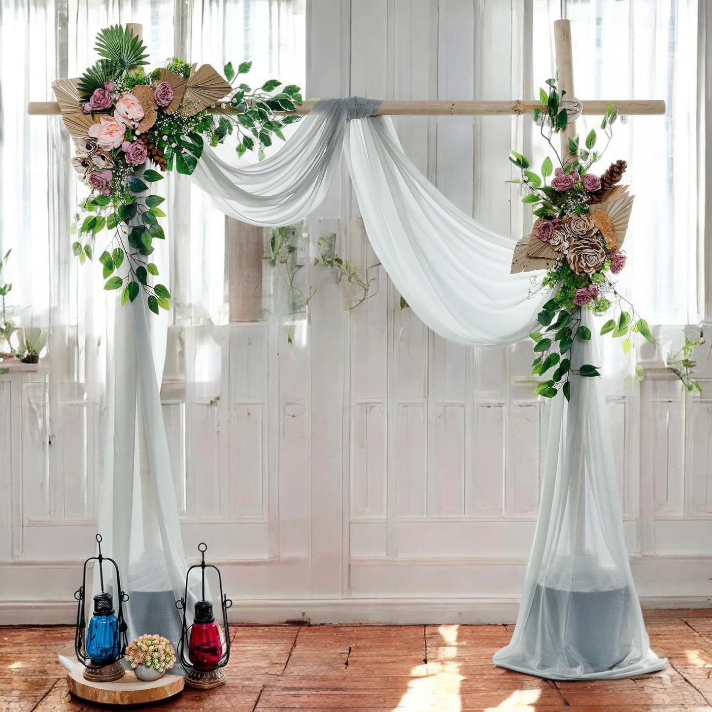 MDS Halloween Chiffon Draping Fabric - 2 Panel, 30" Wide x 40ft Long - Sheer Spooky Arbor & Canopy Drapery for Haunted House Backdrops, Party Ceilings, DIY Costumes & Themed Events - Gray