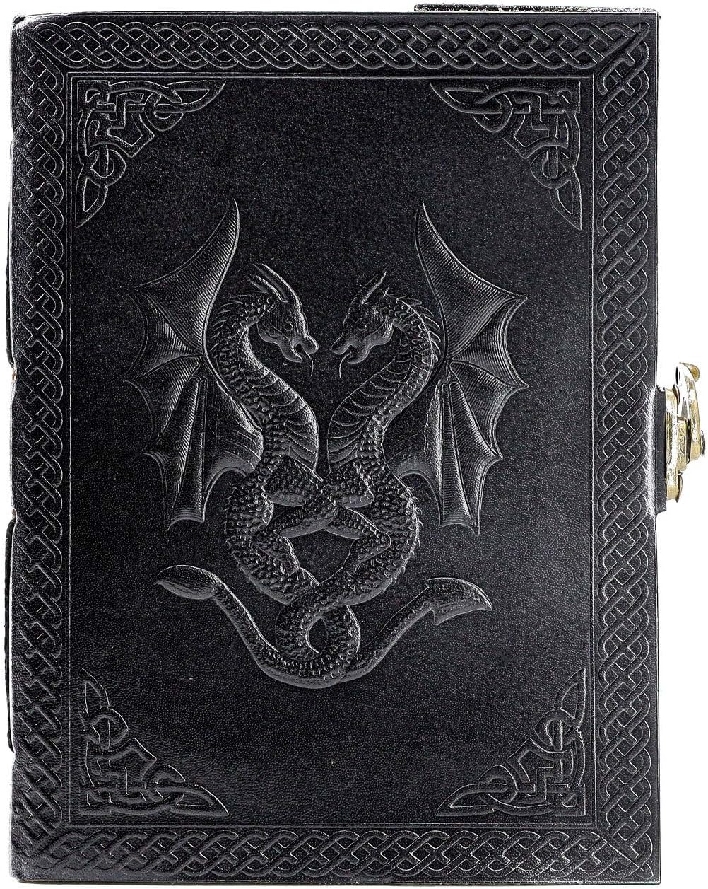Handmade Leather Double Dragon Journal/Writing Notebook Diary/Bound Daily Notepad for Men & Women Unlined Paper Medium, Writing pad for Artist, Sketch