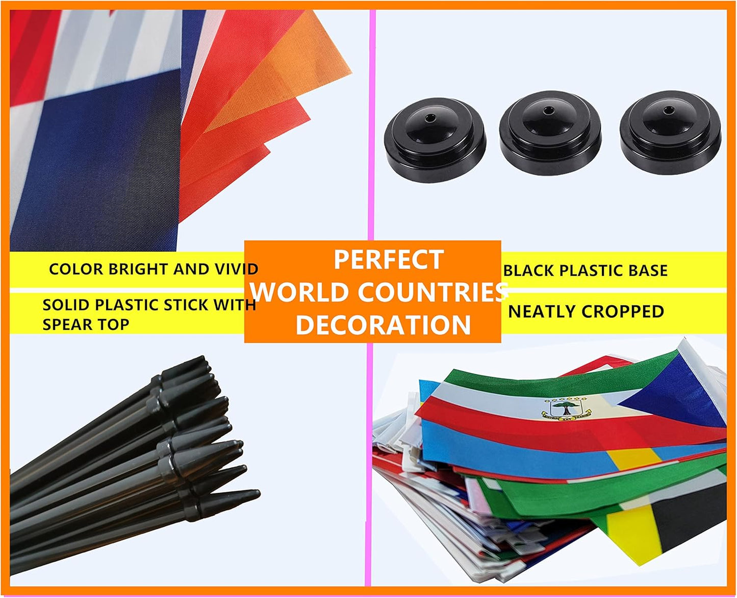 Norway Norwegian Deluxe Desk Flag Set Small Mini Miniature Norway Norwegian Table Desktop Flags With Solid Pole, Black Base and Spear Top(2 Pack)