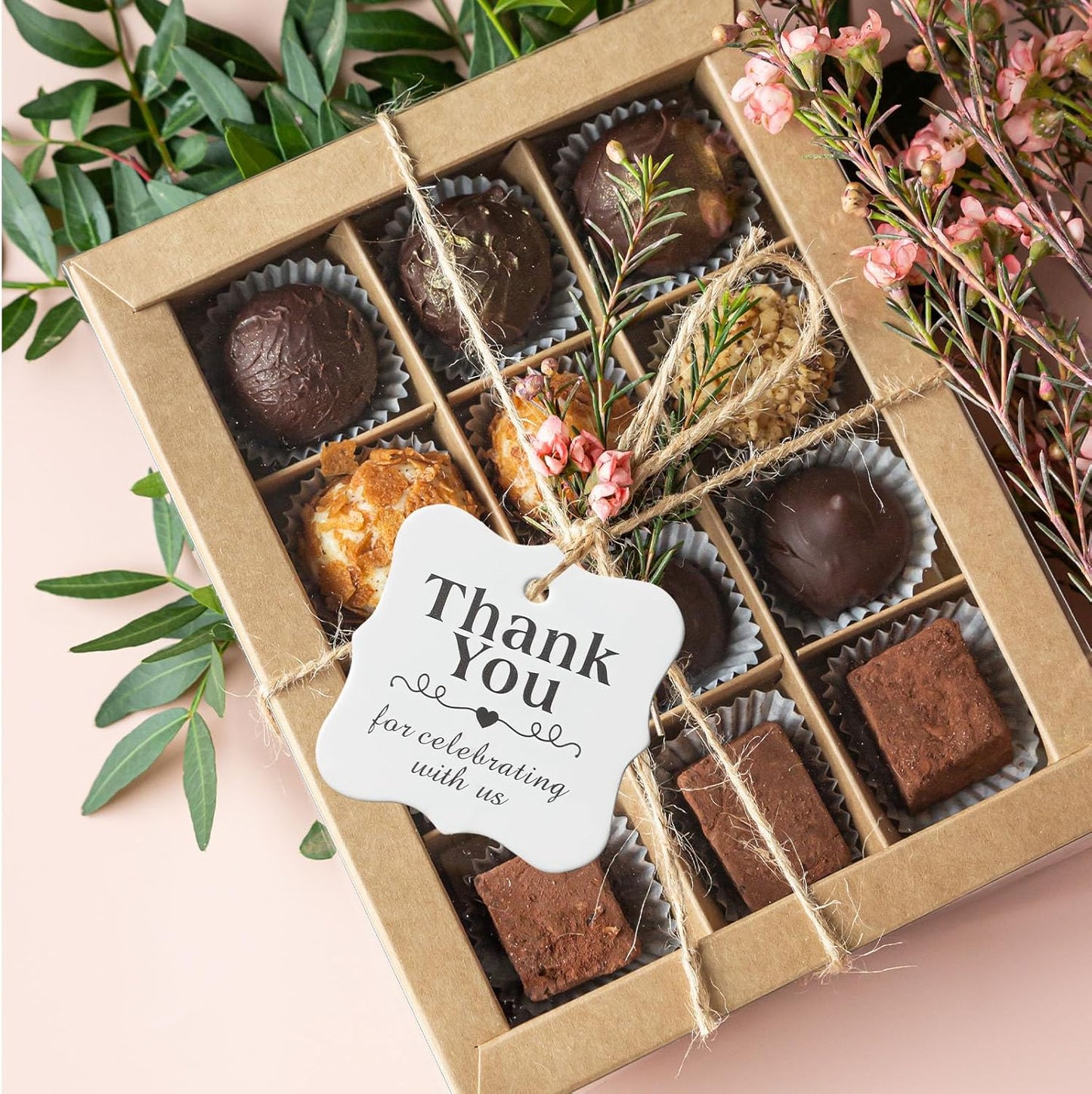 SallyFashion 150 PCS Thank You White Gift Tags with String, 2 x 3 Inches Paper Gift Tags for Party Favors Weddings, Bridal and Baby Showers Birthdays