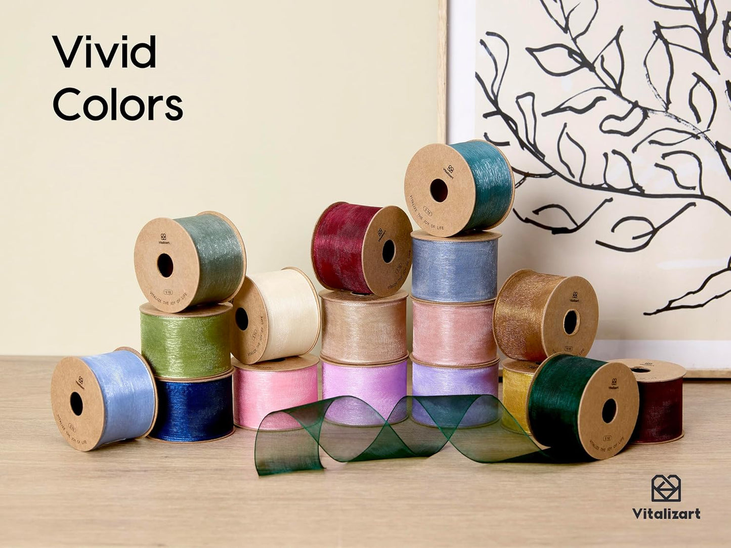 Vitalizart Organza Ribbon 1.5" x 30 Yd Pink Rose Gold & Cream White Sheer Ribbons for Gift Wrapping Crafts Christmas Wreaths Bows Party Decor Wedding Bouquet