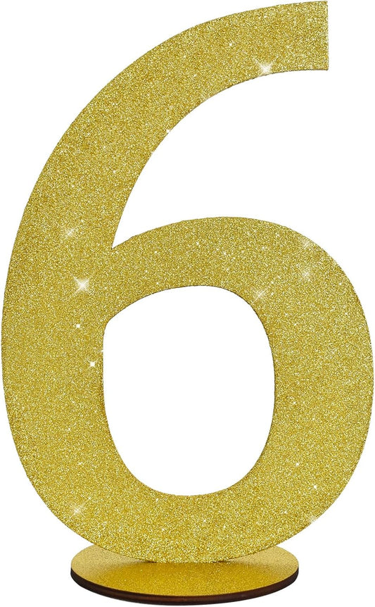 TONIFUL 11.8 Inch Gold Glitter Numbers Table Centerpieces 0-9 Birthday Party Decorations,Shining Gold Digital 6 for Birthday Party,Wedding,Bridal Shower,Engagement,Photo Shoot,Anniversary
