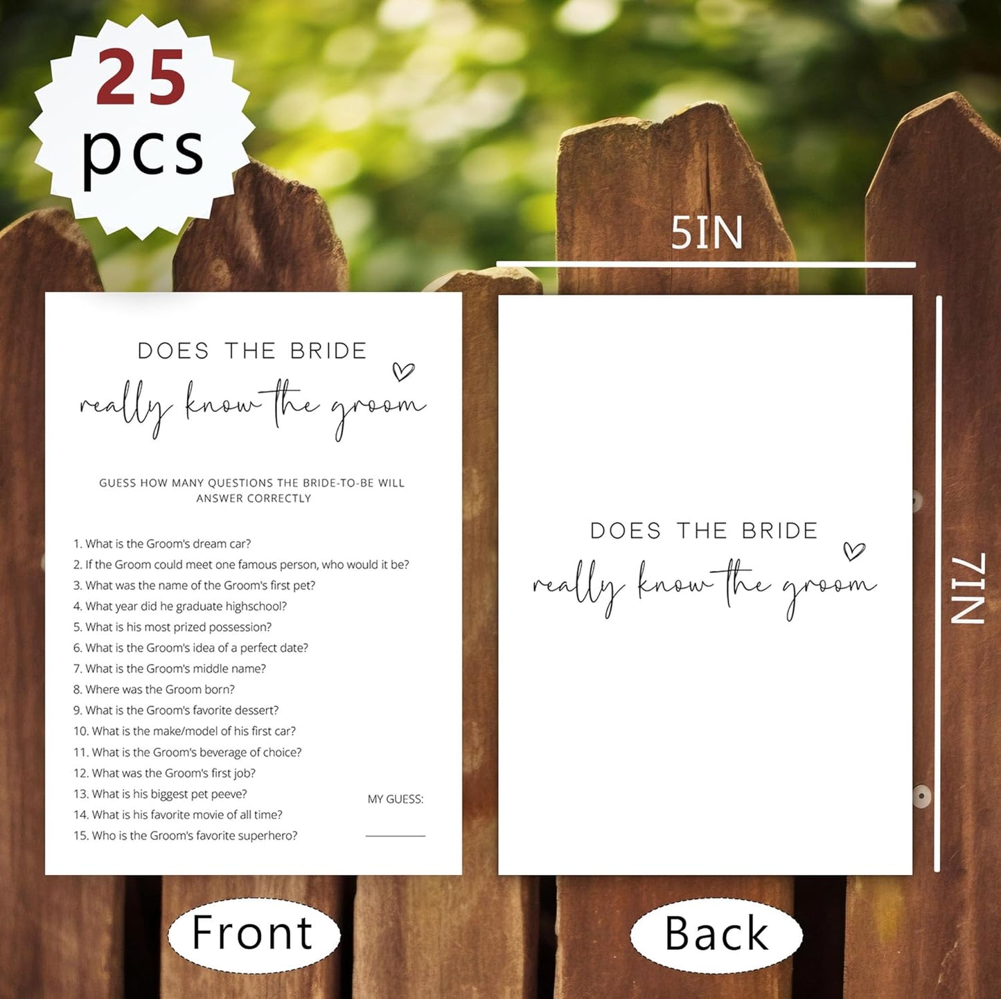 Bridal Shower Games, Does the Bride Really Know the Groom, 25Pcs Minimalist White Double-Sided Bridal Game Cards, Wedding Shower Games for Guests, Engagement Bachelorette Party Supplies - A13