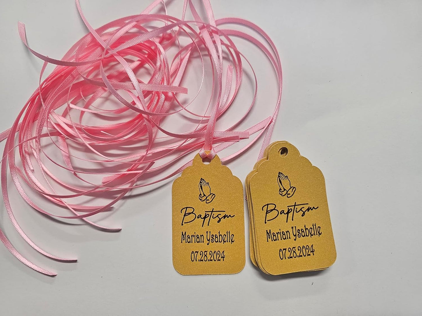 Mi Bautizo Baptism Christening Personalized Thank You Tags 20 pcs - More Colors Available (gold shimmer)