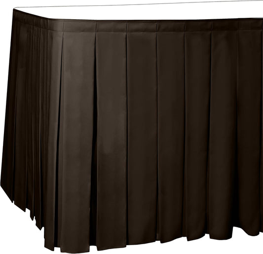 Ultimate Textile Pleat Polyester Fabric Table Skirt - Machine Washable Flame Resistant with Clips for Events, Weddings & Trade Shows, Cut & Sewn in Paterson, NJ - Chocolate, 17' Box Pleat
