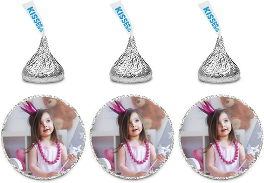 Andaz Press Bulk Photo Personalized Gift and Party Favors Collection, Chocolate Drop Labels for Kisses, Custom Photo, 240-pack