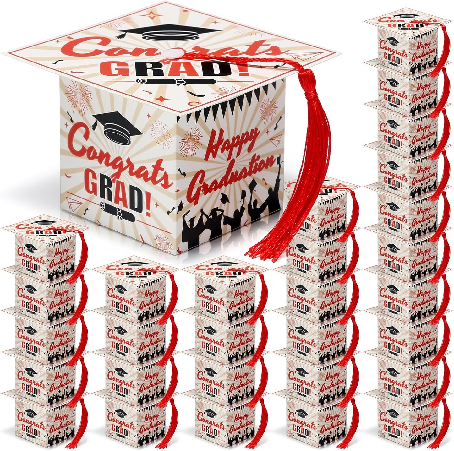 COTOPHER 36 Pack Mini Graduation Cap Gift Boxes, Class of 2025 Graduation Candy Boxes with Tassel, Small Treat Chocolate Box Centerpieces for Tables Party Decorations Graduate Favors Supplies