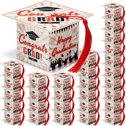 COTOPHER 36 Pack Mini Graduation Cap Gift Boxes, Class of 2025 Graduation Candy Boxes with Tassel, Small Treat Chocolate Box Centerpieces for Tables Party Decorations Graduate Favors Supplies