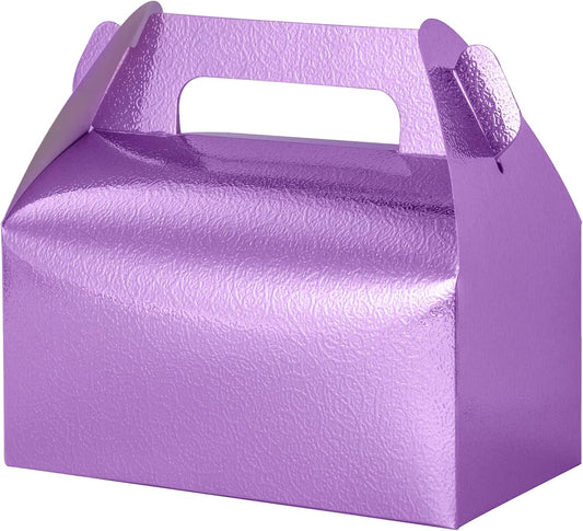UnicoPak 30 Pack Glossy Purple Gable Treat Boxes, Party Favor Boxes, Gift Boxes for Kids, for Snacks, Candy, Toys, Birthday Party, Wedding, Halloween, Christmas – 6.5x3.5x4 Inches
